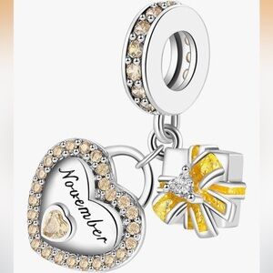 November Heart Charm birthstone sterling silver fits all pandoras